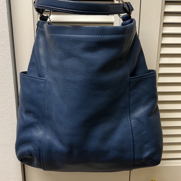 Coach Blue Leather Shoulder Crossbody Large Bag With Dust Bag Pre-Loved - Picture 5 of 12